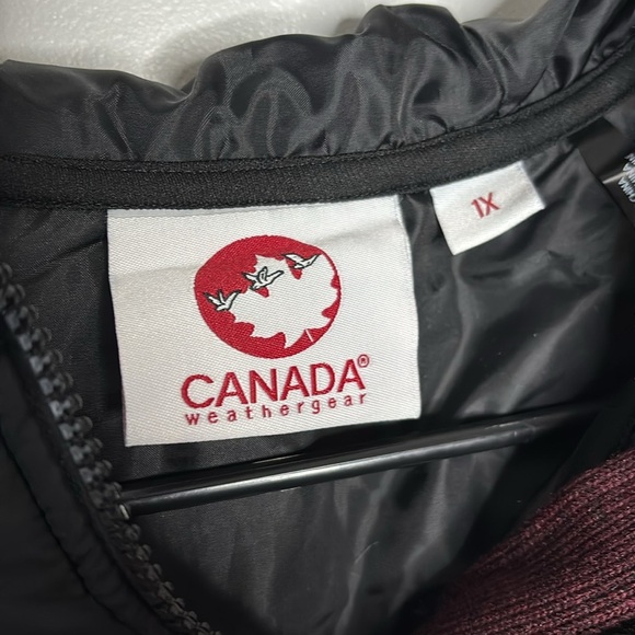 Canada Weather Gear Womens Plus Size Zip Hooded Jacket Coat 1X Cranberry/Black - Picture 4 of 8